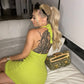 Avocado Fuzzy Halter Mini Dress