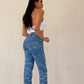 White Iridescent Foil Halter Top