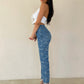 Straight Washed Denim Jeans