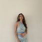 Pastel Zebra Halter Top Skirt Set