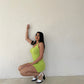 Avocado Fuzzy Halter Mini Dress