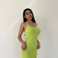 Avocado Fuzzy Halter Mini Dress