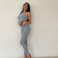 Sweet Grey Knitted Two Piece Set