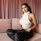 Black Ruche Foil Pants
