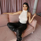 Black Ruche Foil Pants
